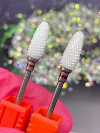 КЕРАМИЧЕСКАЯ НАСАДКА ДЛЯ СНЯТИЯ ГЕЛЯ И ГЕЛЬ ЛАКА, КУКУРУЗА, КРАСНАЯ НАСЕЧКА, F 3/32* FLAME S(F)