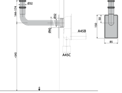 Металлическое колено A438  DN32 с накидной гайкой 5/4"