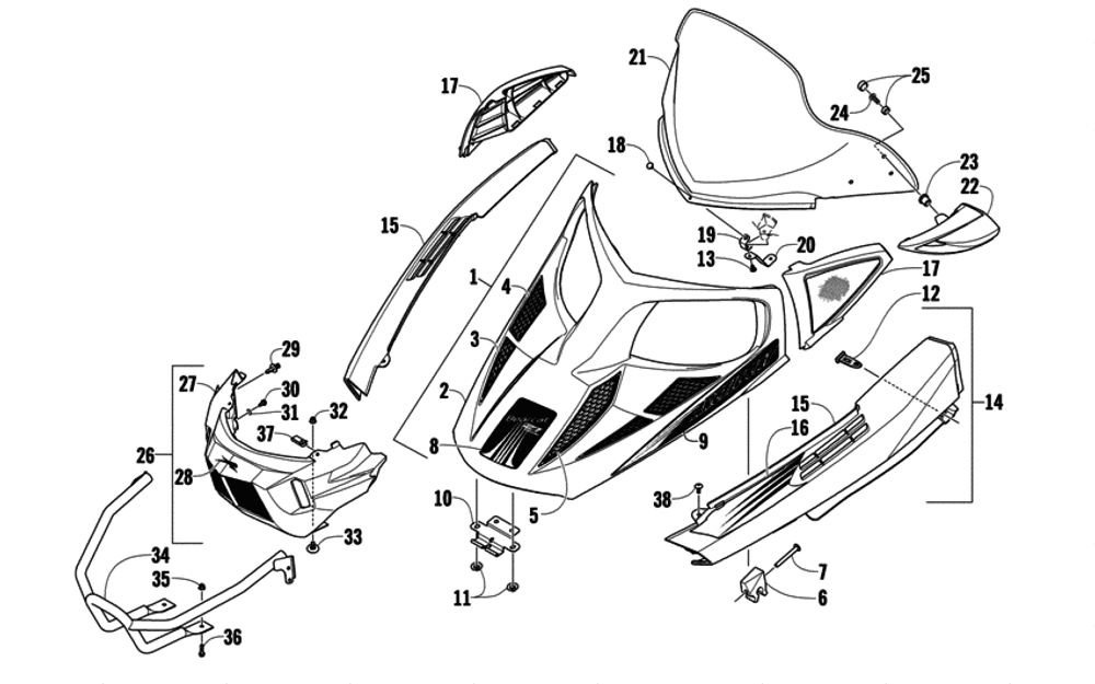 Крепление стекла для снегохода Arctic Cat Z1 XT 09-11