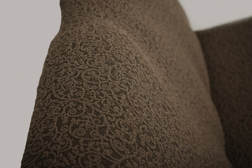 Чехол Жаккард на угловой диван с выступом слева, цвет Кофе с молоком