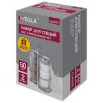 Набор для специй 2х50 мл, CLASSIC, салфетница/подставка + солонка + перечница, WEGLA (ВЕГЛА), 700229