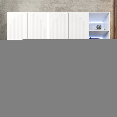 Шкаф Агератум МДФ четырехсекционный с стеллажом в белой эмали - Белый Фасадный 0101  230*50*260