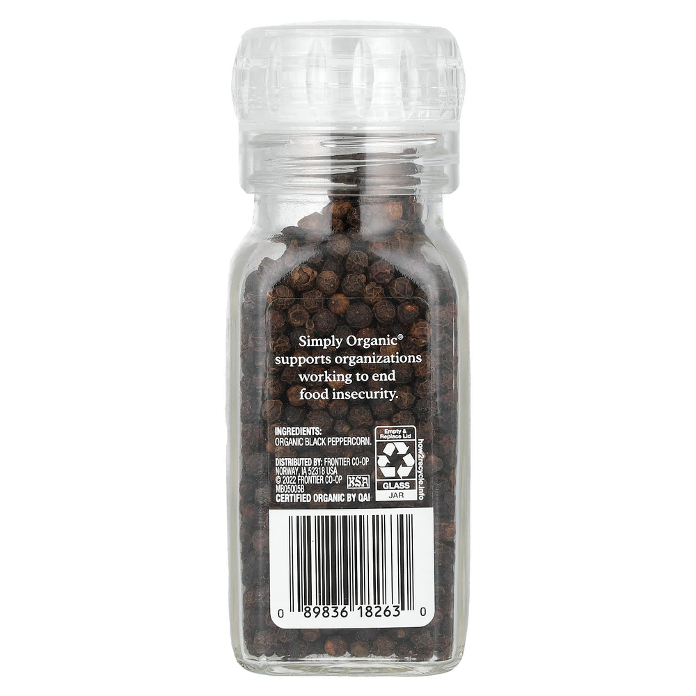 Simply Organic, Daily Grind, черный перец горошком, 75 г (2,65 унции)