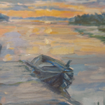 Постер с паспарту 30х40 см Репродукция с авторской картины маслом "Финляндия. Светает"