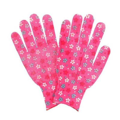 Нейлоновые перчатки с ПВХ-точками «Цветы» (размер 8) (Цвет: разноцветный)