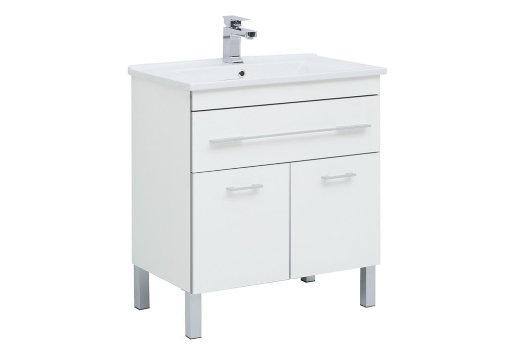 Тумба с раковиной Aquanet Верона N 75 белый (напольная 1 ящик 2 дверцы)
