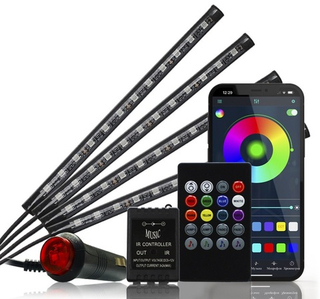 Подсветка ног в авто RGB 12LED с блоком и пультом ГРАДИЕНТ прилож (уп 4шт) NTS-AUTO LD-12-RUN