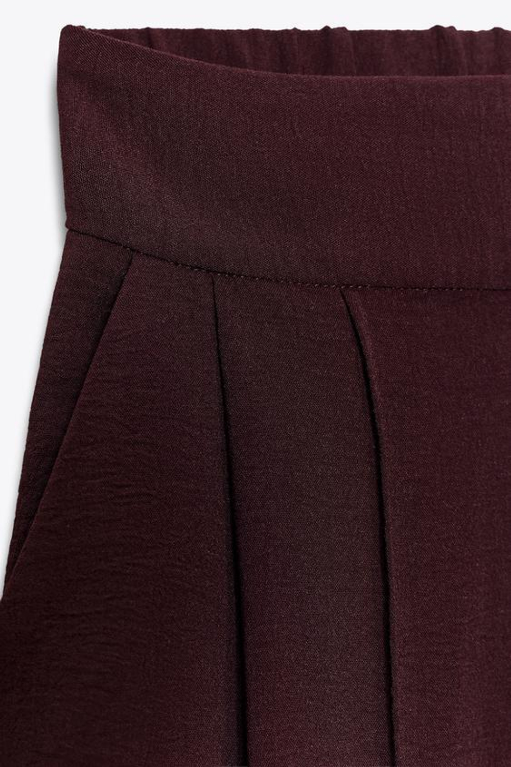 ZARA ШИРОКИЕ БРЮКИ С ДЕКОРАТИВНОЙ СТРОЧКОЙ, БУРГУНДИ