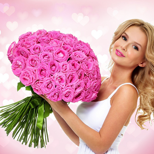 Купить Розы розовые Aqua от 7шт