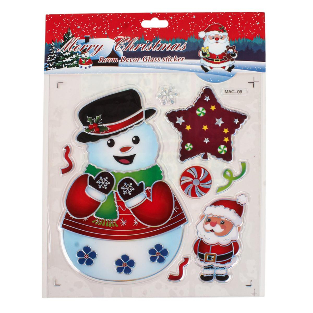 Наклейка новогодняя 21*27 см, 12 видов микс , пакет