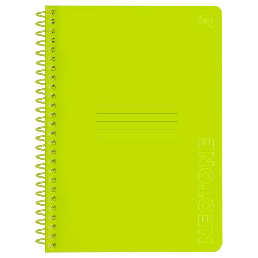 Тетрадь 96л., А5, клетка на пластиковом гребне, BG "Neon. Yellow", пласти