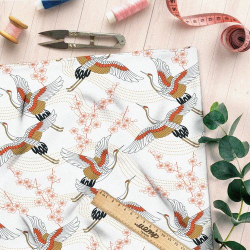 Ткань сатин летящие журавли