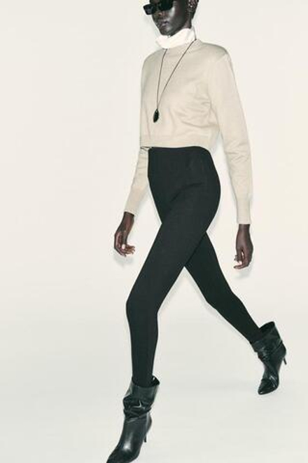 ZARA ЛЕГИНСЫ С ЭФФЕКТОМ КОРСЕТА, ЧЕРНЫЙ