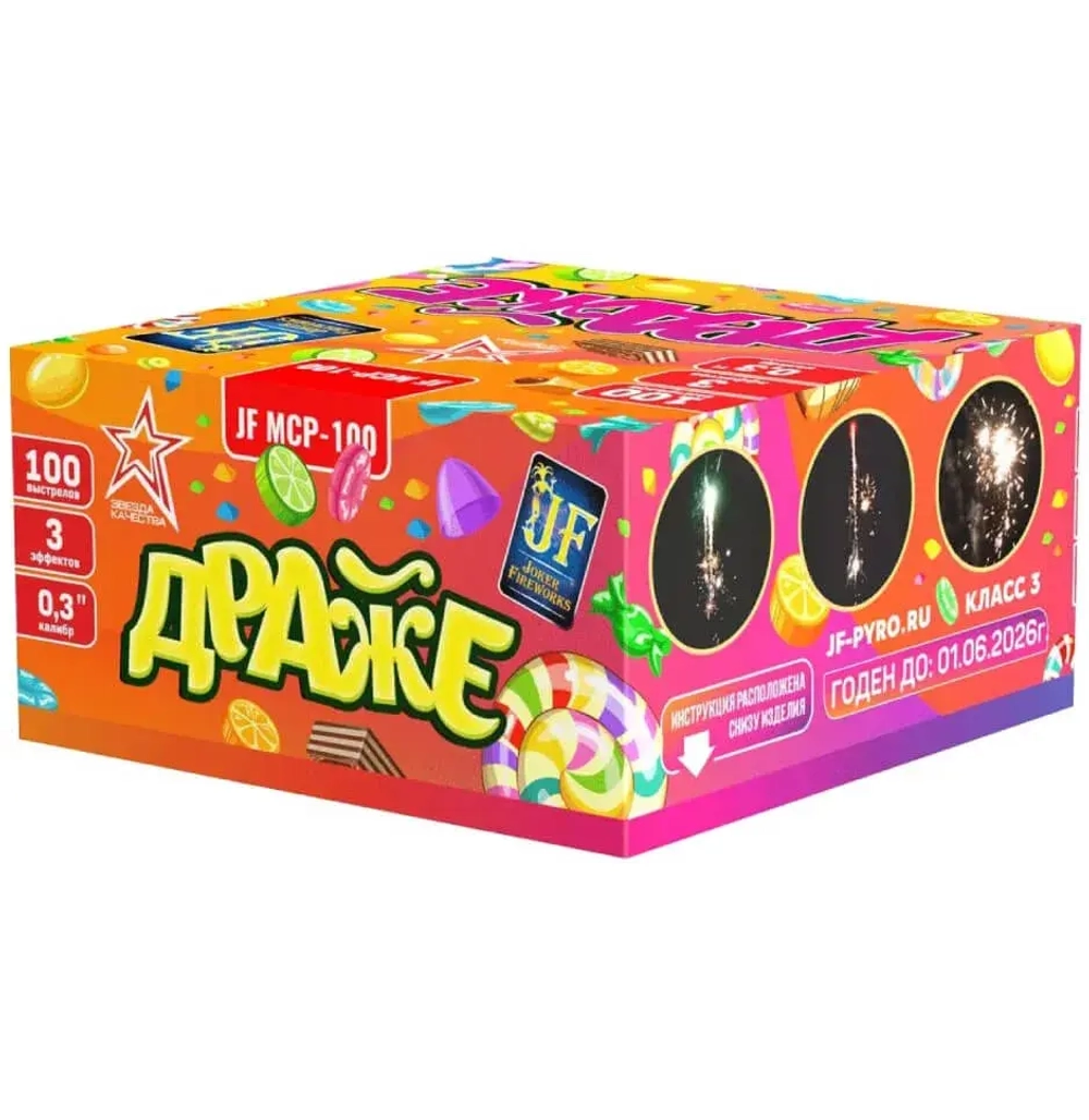 Батарея салютов 'Драже' (JF MCP-100) от Joker Fireworks, 100 выстрелов, 10 мм