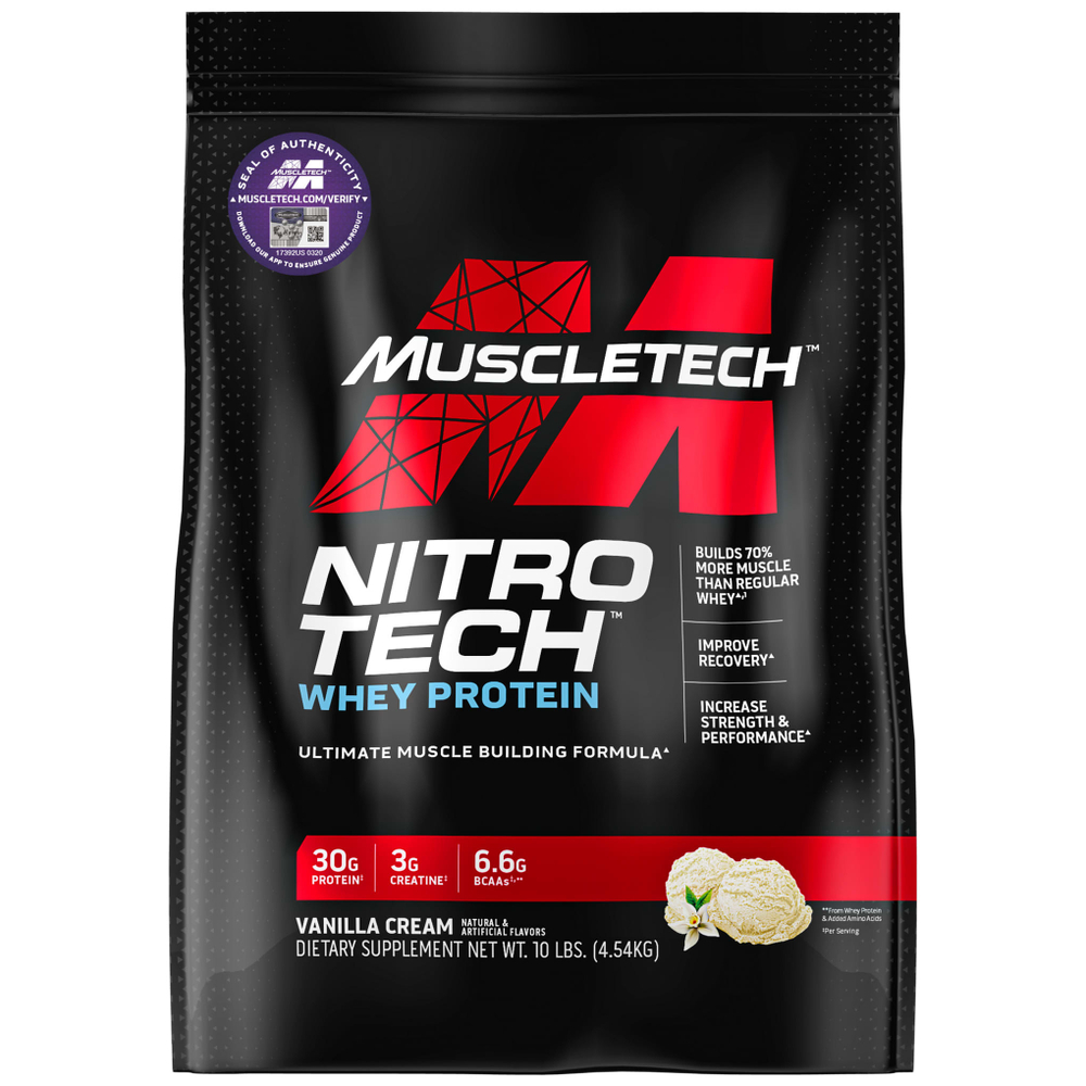 MuscleTech, Nitro-Tech®, сывороточный протеин, со вкусом ванили, 4,54 кг (10 фунтов)