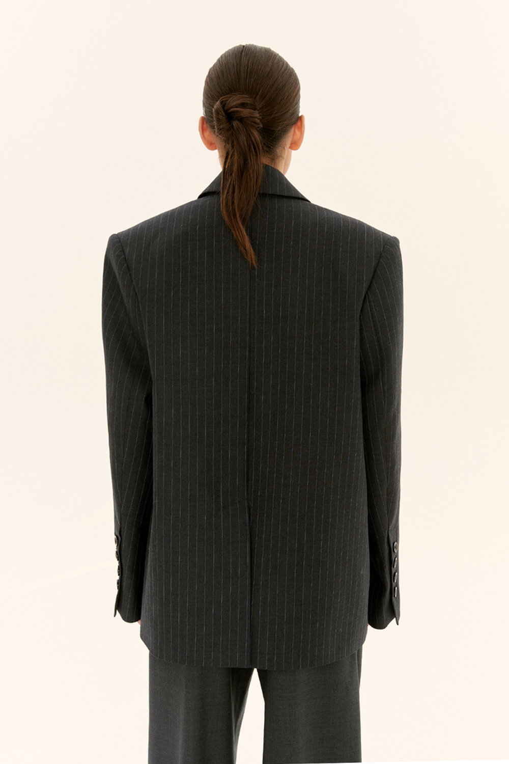 Жакет двубортный в полоску ((Время - деньги)), темно-серый