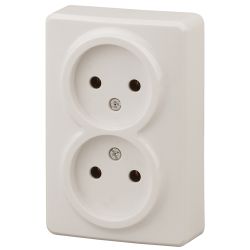 Розетка ЭРА Эксперт 11-2202-02 двойная 2х2P 16A-250В IP20 ОУ слоновая кость | Эра Эксперт