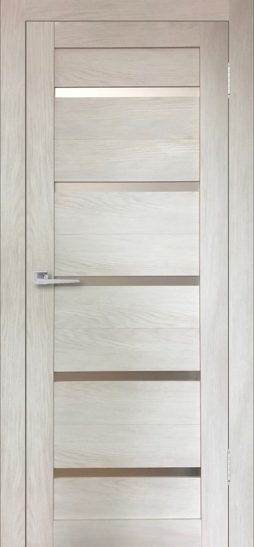 Межкомнатная дверь Бавария 15 ПВХ / Цвет Дуб шале капучино / Остекление "Сатинато" / Двери Верда
