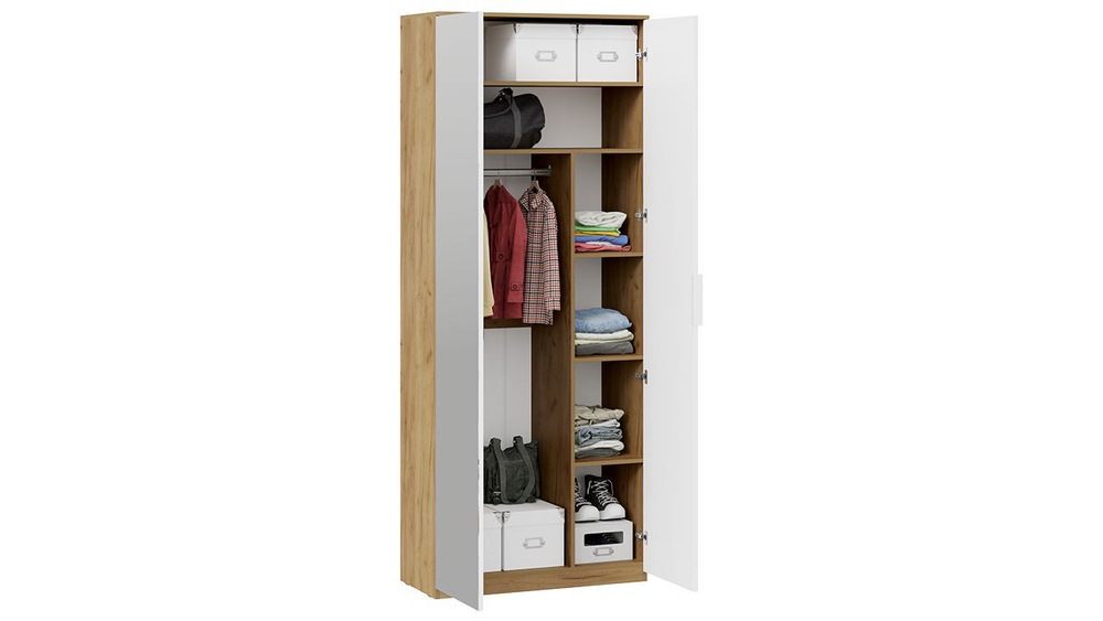 Прихожая с вешалкой комплект мебели Дуб Крафт золотой/Белый матовый 190х43х226 см