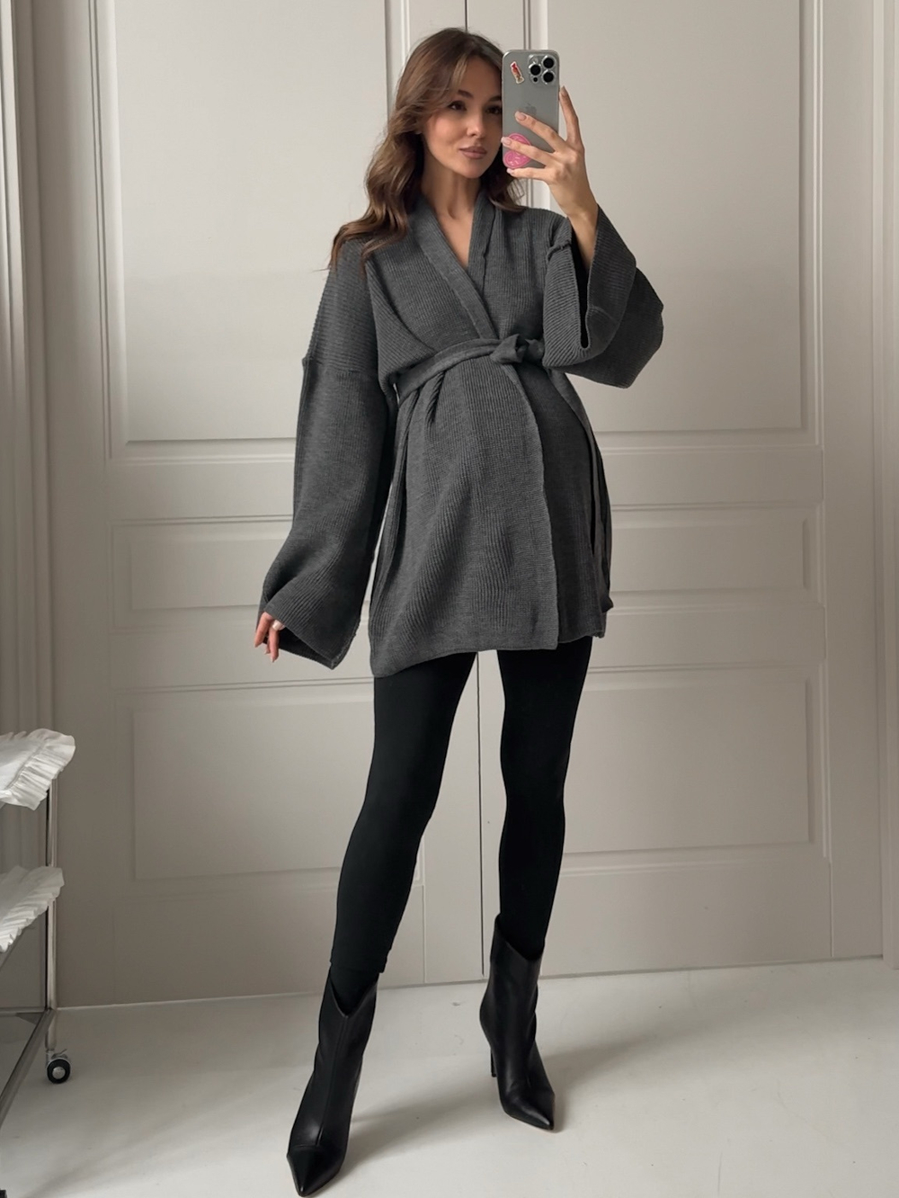 Кардиган вязаный, с поясом