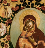 Похвала Владимирской иконе Божией Матери деревянная икона на левкасе