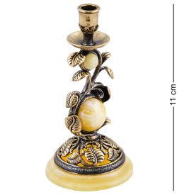 Народные промыслы AM-1585/2 Подсвечник «Лоза» (латунь, янтарь)
