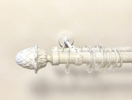 Карниз кованый рифленый для штор Ост Кедр d 25/16 двухрядный, цвет белое золото