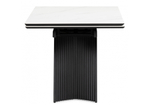 Керамический стол Woodville Вейв 140(200)х80 белый мрамор snow white, черный