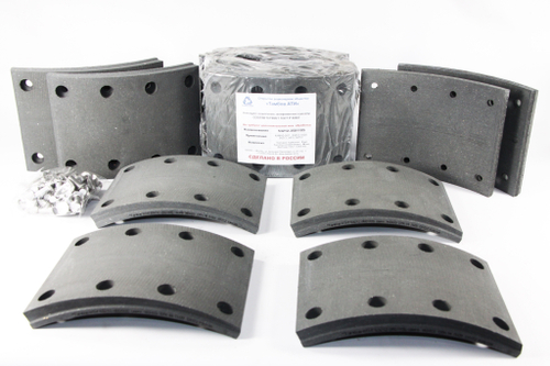 Рем. комплект тормозных накладок а/м КАМАЗ 53212,5511,5320 (Сверл./расточенные/с заклёпками/ширина 140мм./ к-т 8 шт. толст.+тон.) Тамбов АТИ
