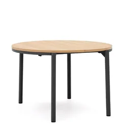 Стол раздвижной Montuiri Ø120-200 см, дубовый шпон, черные ножки