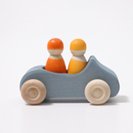Деревянная машинка "Голубая с двумя пассажирами"