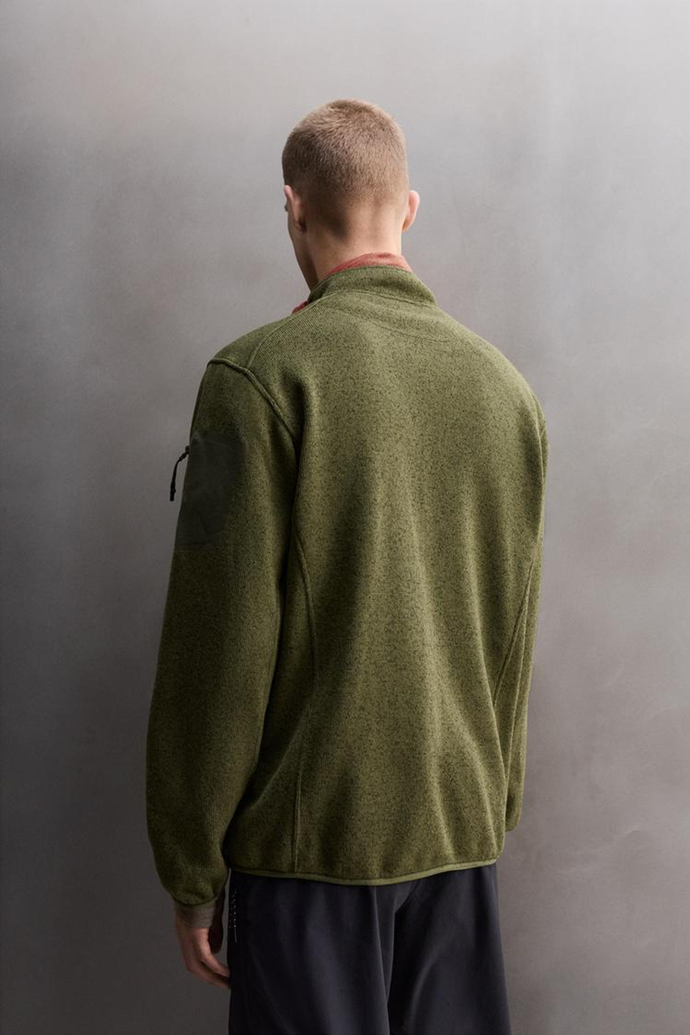 ZARA ВЯЗАНАЯ КУРТКА С ФЛИСОМ, ЗЕЛЕНЫЙ