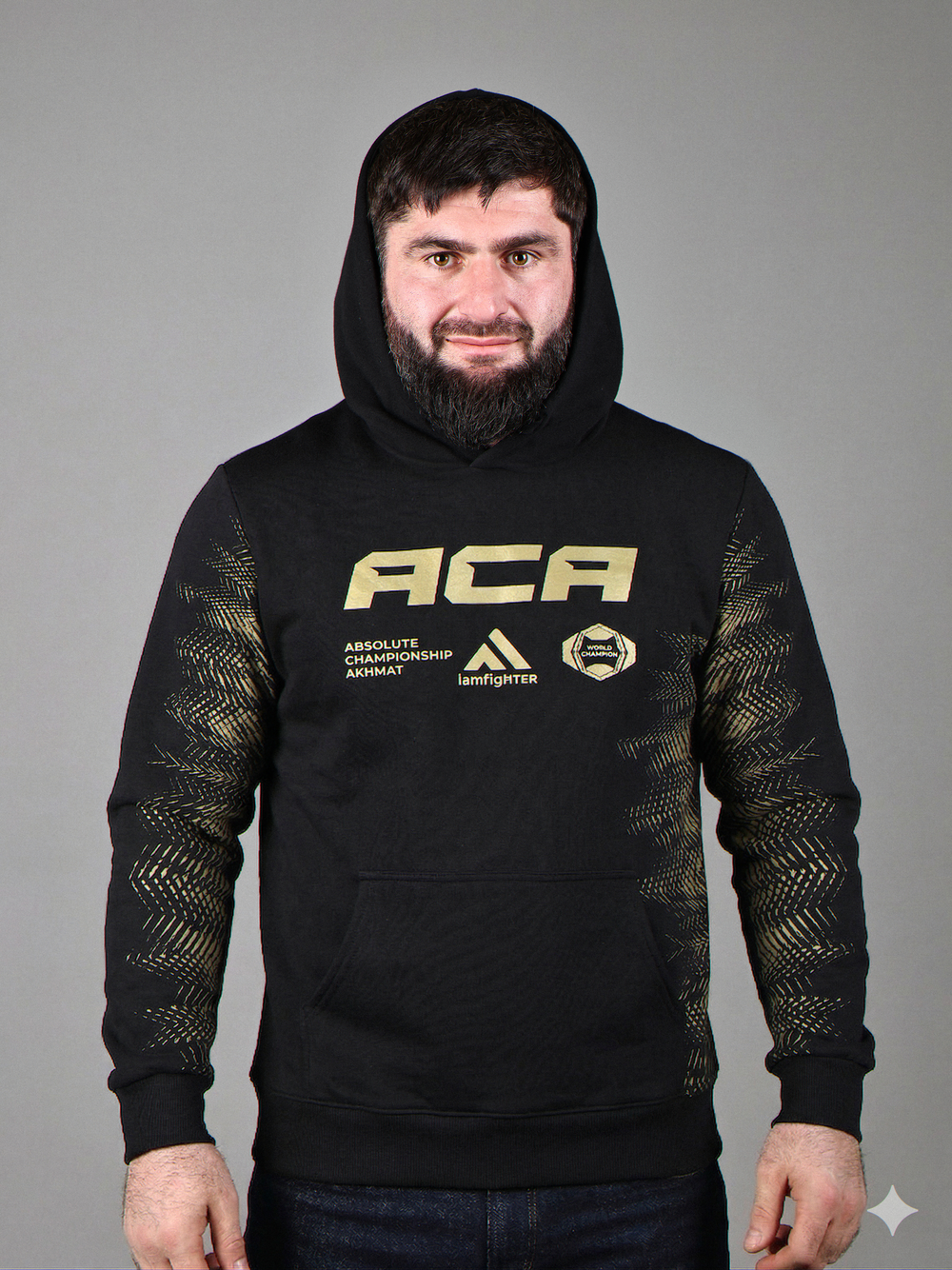 Худи черно-золотой АСА с начёсом