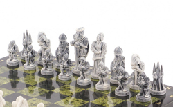 Шахматы из камня змеевик "Средневековье" доска 40х40 см  G 119962