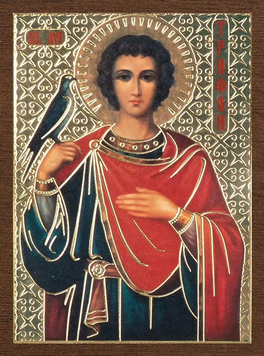 Икона "Трифон Апамейский", вид 2, 4х6 на МДФ-6