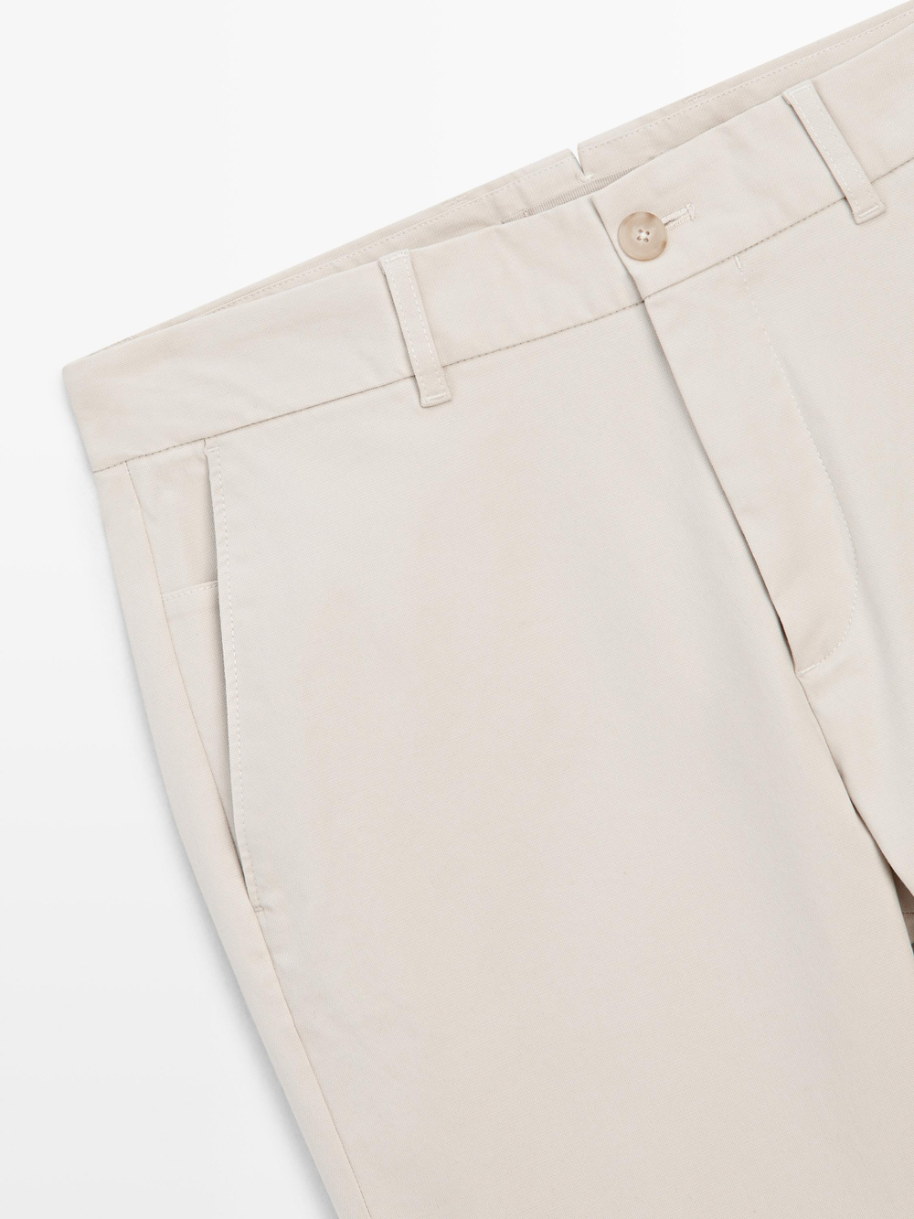 Massimo Dutti Зауженные брюки из смесовой хлопковой ткани, бежевый