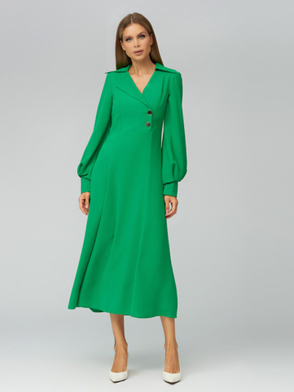 Платье с объемным рукавом и имитацией запаха