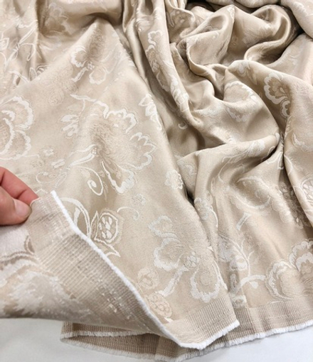 Портьерная ткань винтажный хлопковый жаккард Friderika col. 020 бежевый (высота 280 см, Индия)
