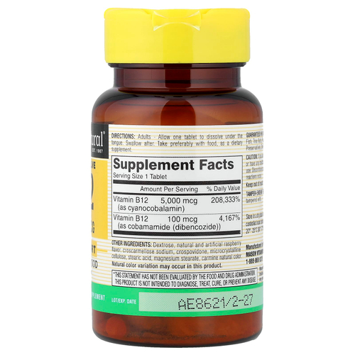 Mason Natural, Quick Dissolve, витамин B12, 5000 мкг, 30 таблеток