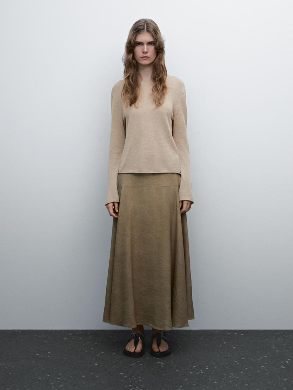 Massimo Dutti Свитер с круглым вырезом, песочный