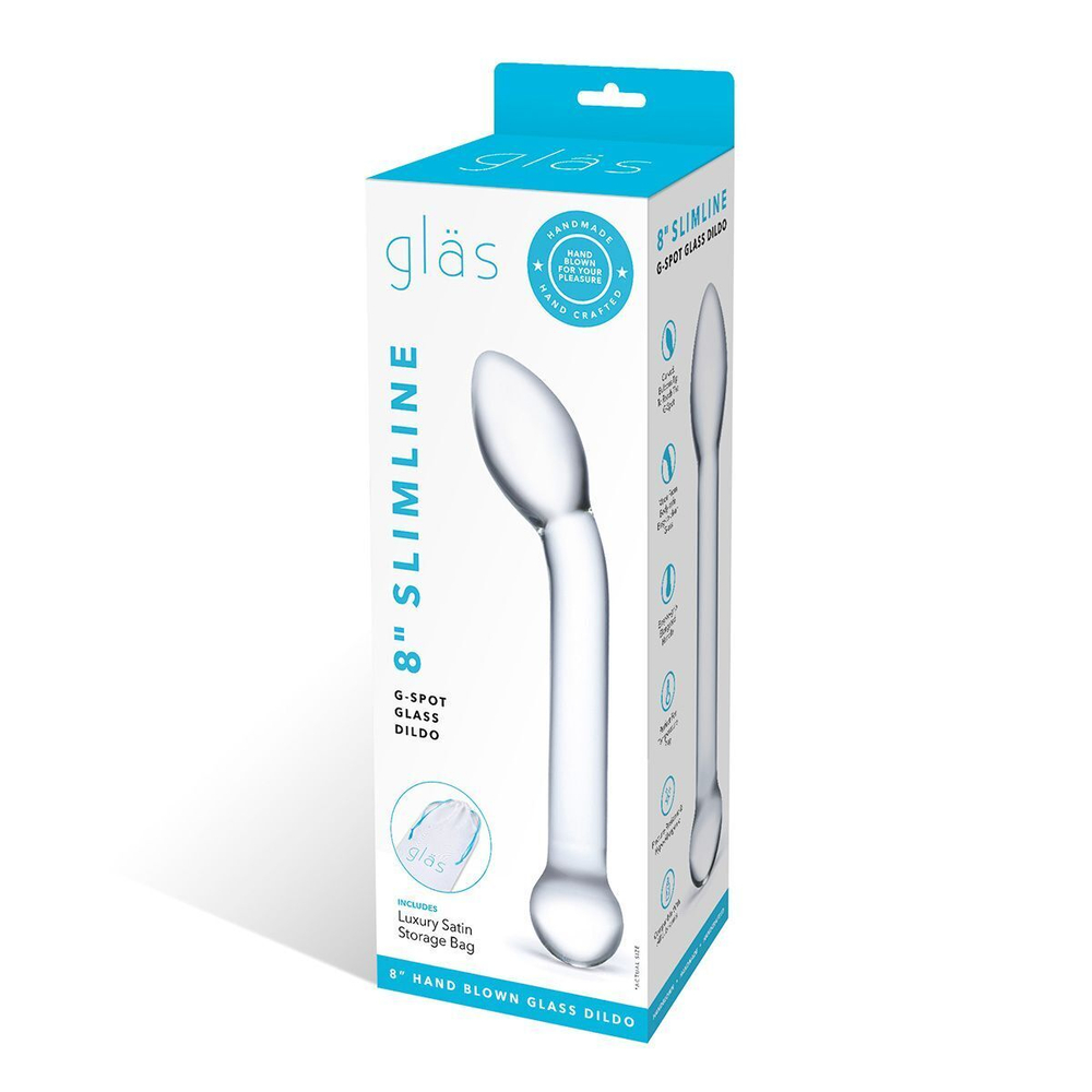 Прозрачный стеклянный фаллос для точки G Slimline G-Spot - 20 см. (Цвет: прозрачный)
