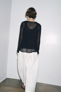 ZARA АЖУРНЫЙ КАРДИГАН, ЧЕРНЫЙ