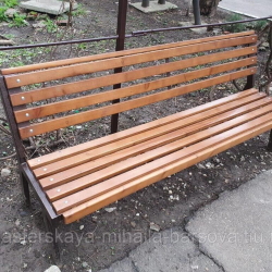 Скамейка уличная парковая на металлокаркасе (200х50х60 см) со спинкой