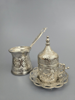 Кофейный набор "Клевер" на 1 персону с лукумницей/ACAR. Турция (золотистый)