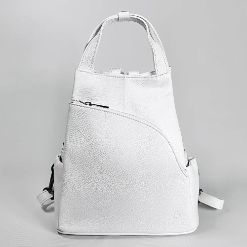 Женская сумка-рюкзак из натуральной кожи белого цвета