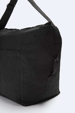 ZARA БОЛЬШАЯ НЕЙЛОНОВАЯ СУМКА СО СКЛАДКАМИ, ЧЕРНЫЙ