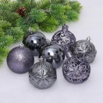 Новогодние шары 8 см (набор 24 шт) «Фактурный микс», графит