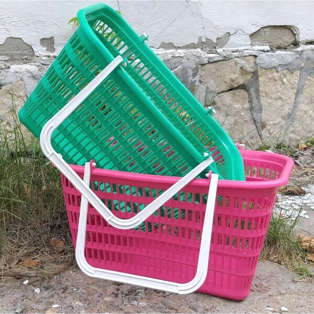 Корзина пластиковая переносная с 2мя ручками, цвет в ассортименте