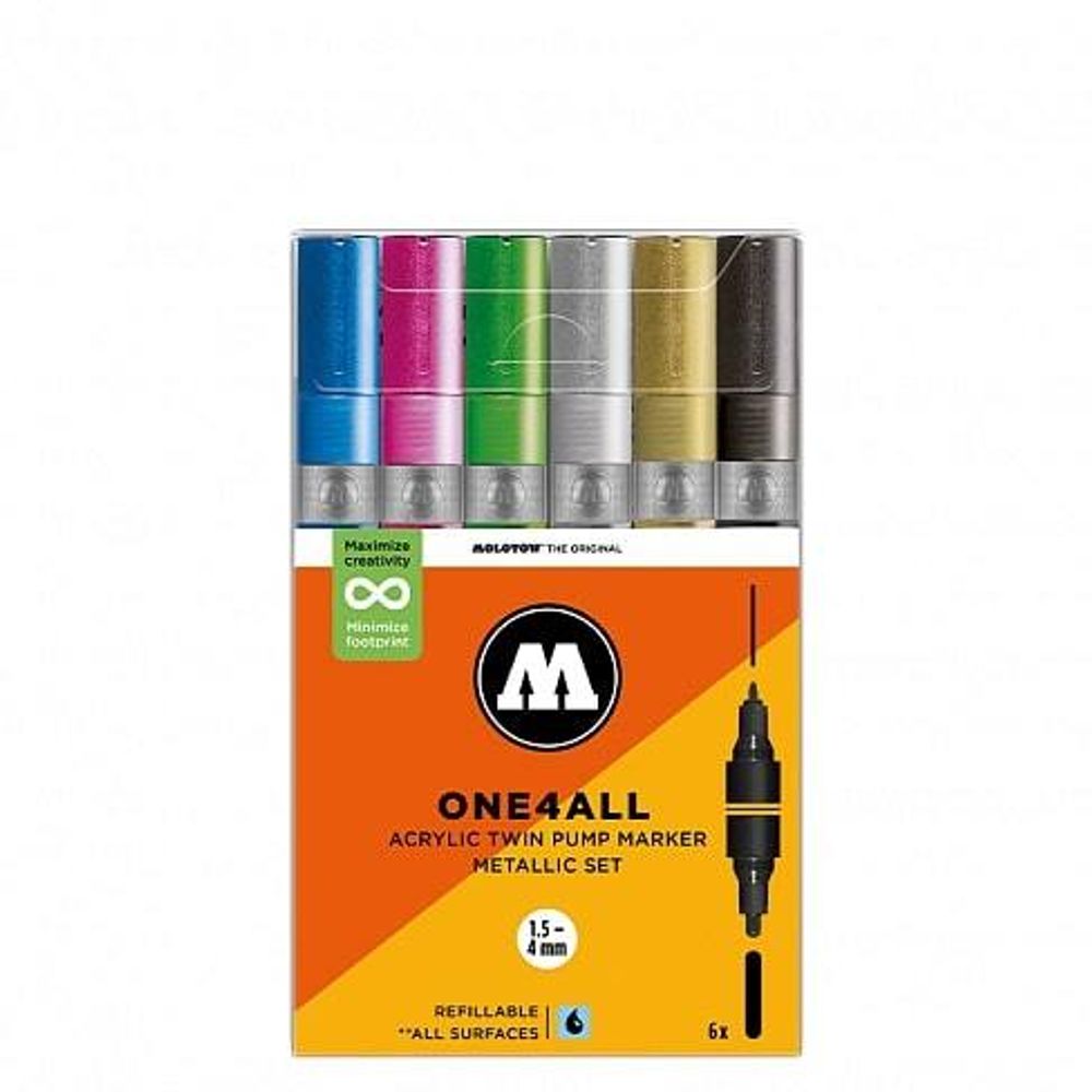 Набор Маркеров MOLOTOW ONE4ALL ACRYLIC TWIN METALLIC-SET