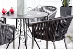 "Конте" интерьерный стол из HPL круглый Ø90см, цвет "серый гранит"